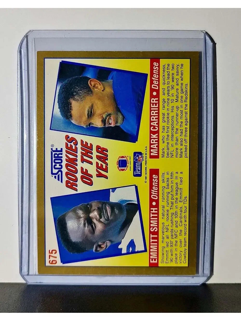 Emmitt Smith / Mark Carrier 1991 Score NFL #675 Card Dallas Cowboys / Bears